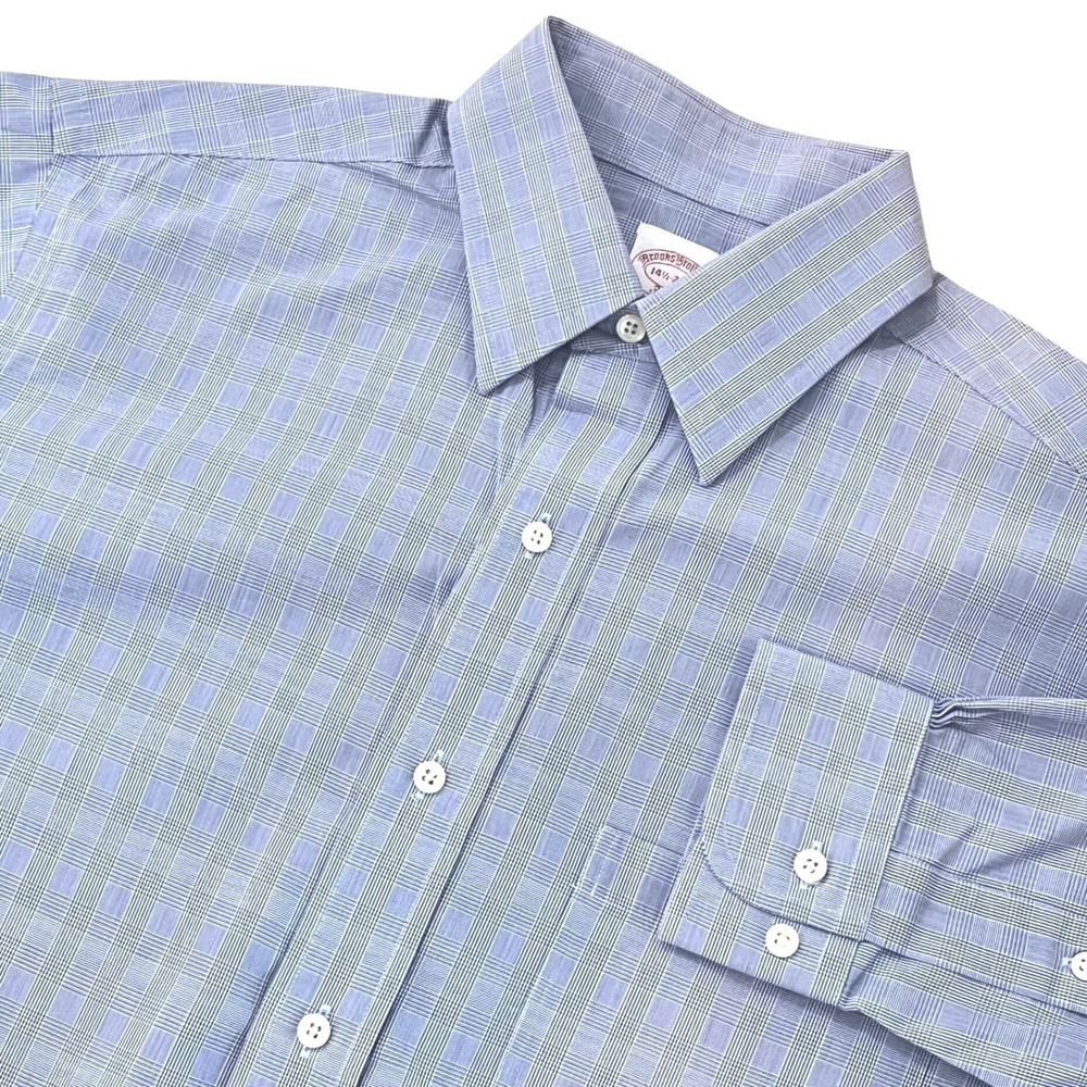 Brooks Brothers Mens 346 Shirt 14.5 2/3 Blue Glen Plaid Non-Iron Cotton Workwear